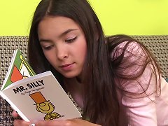 Yummy Brunette Teen Starts Feeling Quite Horny While Reading