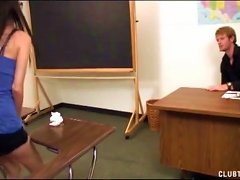 Four-eyed Schoolgirl Jerks Off The Teacher